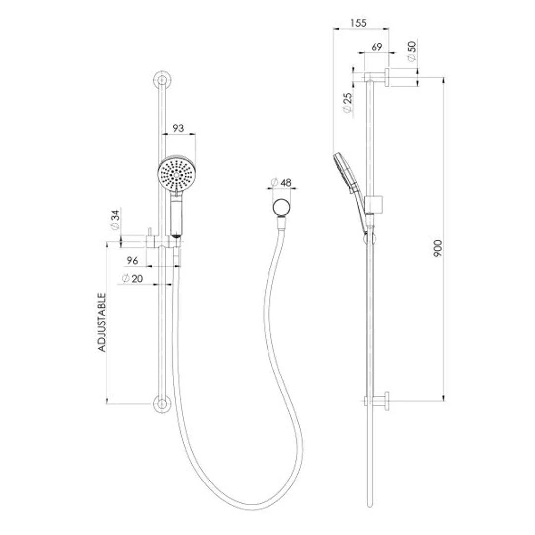 Phoenix Vivid Slimline Extended Rail Shower  - Brushed Nickel - Image 3