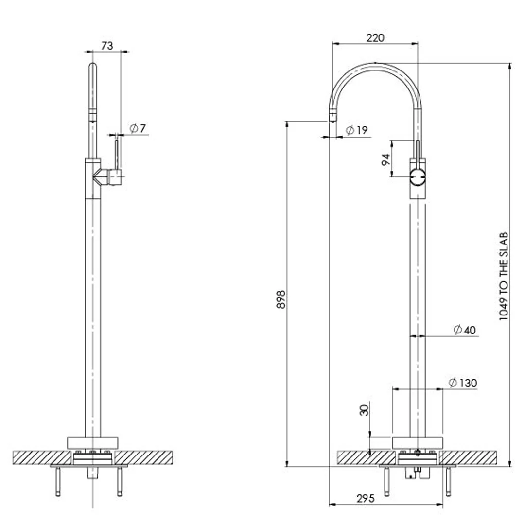 Phoenix Vivid Slimline Floor Mounted Bath Filler Mixer - Chrome - Image 3