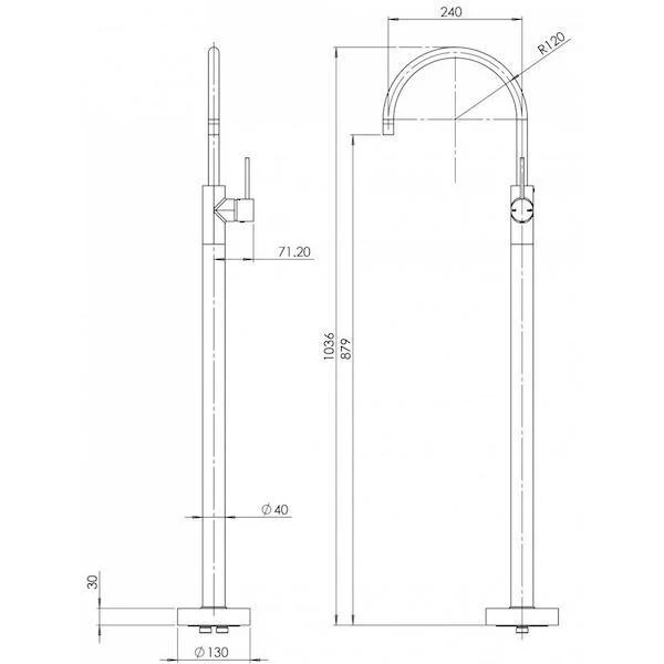 Phoenix Vivid Slimline Floor Mounted Bath Mixer-Matte Black - Image 5