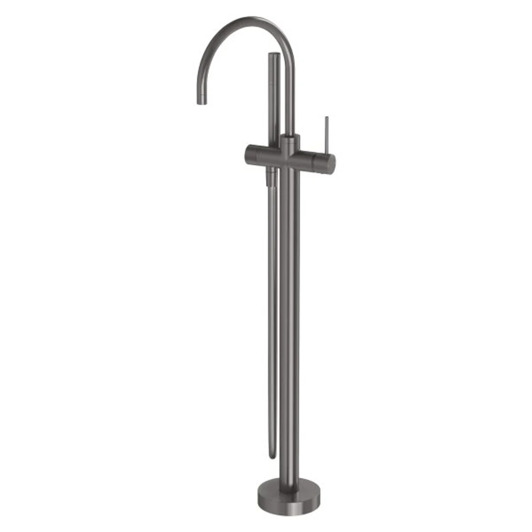 Phoenix Vivid Slimline Floor Mounted Bath Mixer With Hand Shower - Brushed Carbon - Image 2