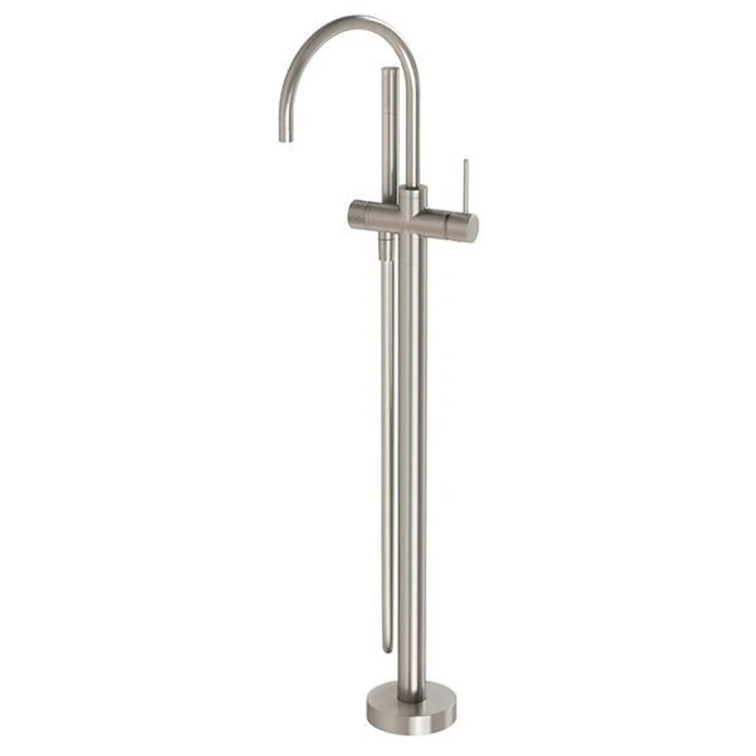Phoenix Vivid Slimline Floor Mounted Bath Mixer With Hand Shower - Brushed Nickel - Image 2