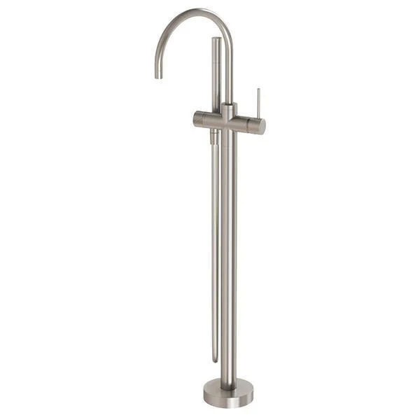 Phoenix Vivid Slimline Floor Mounted Bath Mixer With Hand Shower - Brushed Nickel - Image 4
