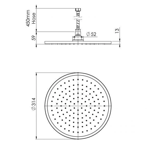 Phoenix Vivid Slimline Flush Mount Ceiling Shower 300mm Round - Image 7