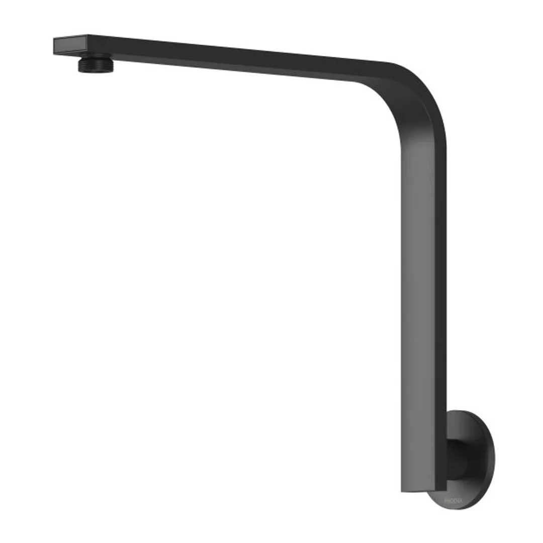 Phoenix Vivid Slimline High-Rise Shower Arm Round Plate Matt Black - Image 2