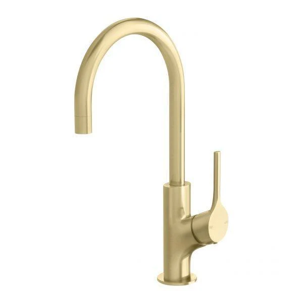 Phoenix Vivid Slimline Oval Sink Mixer 160mm Gooseneck Brushed Gold - Image 3