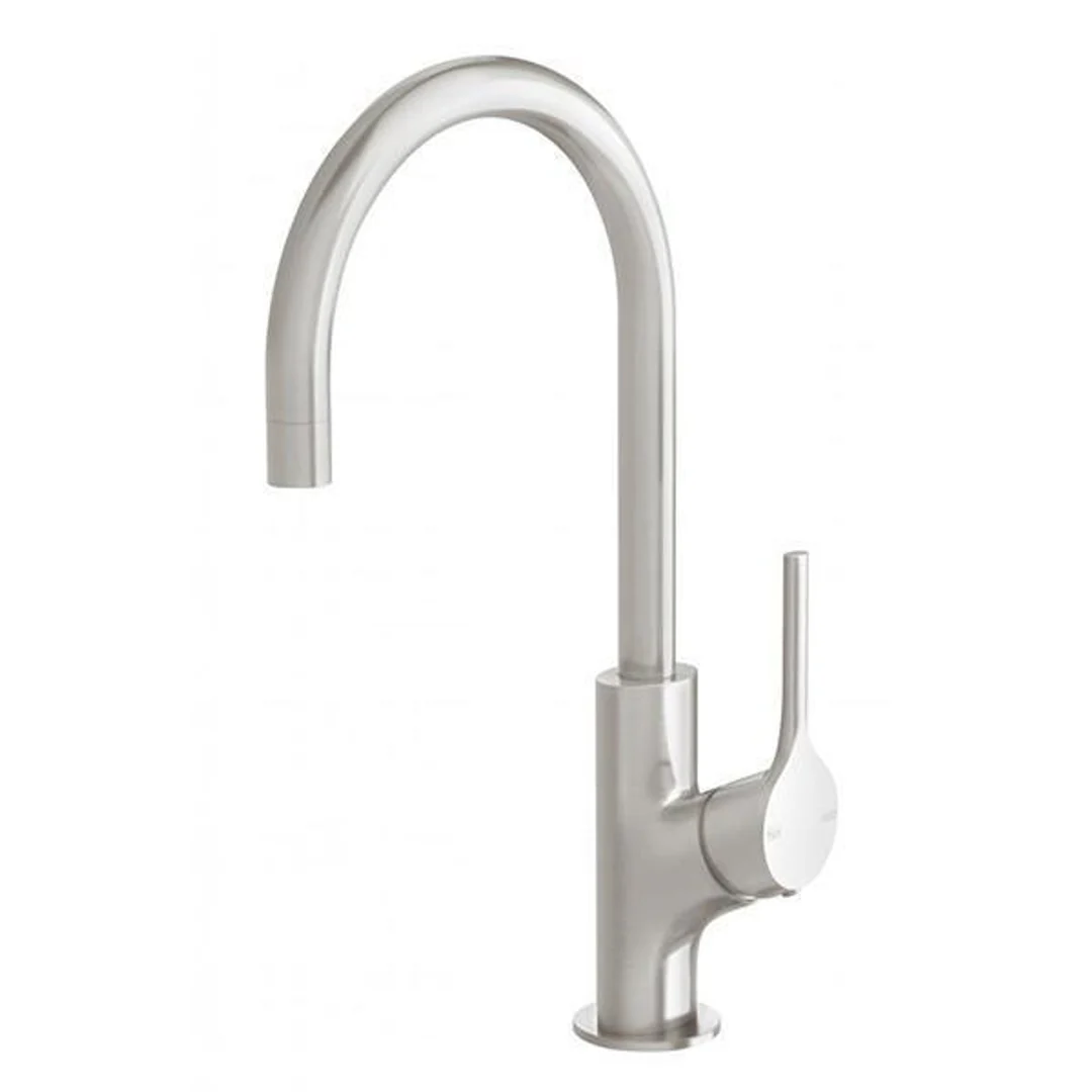 Phoenix Vivid Slimline Oval Sink Mixer 160mm Gooseneck - Brushed Nickel - Image 2