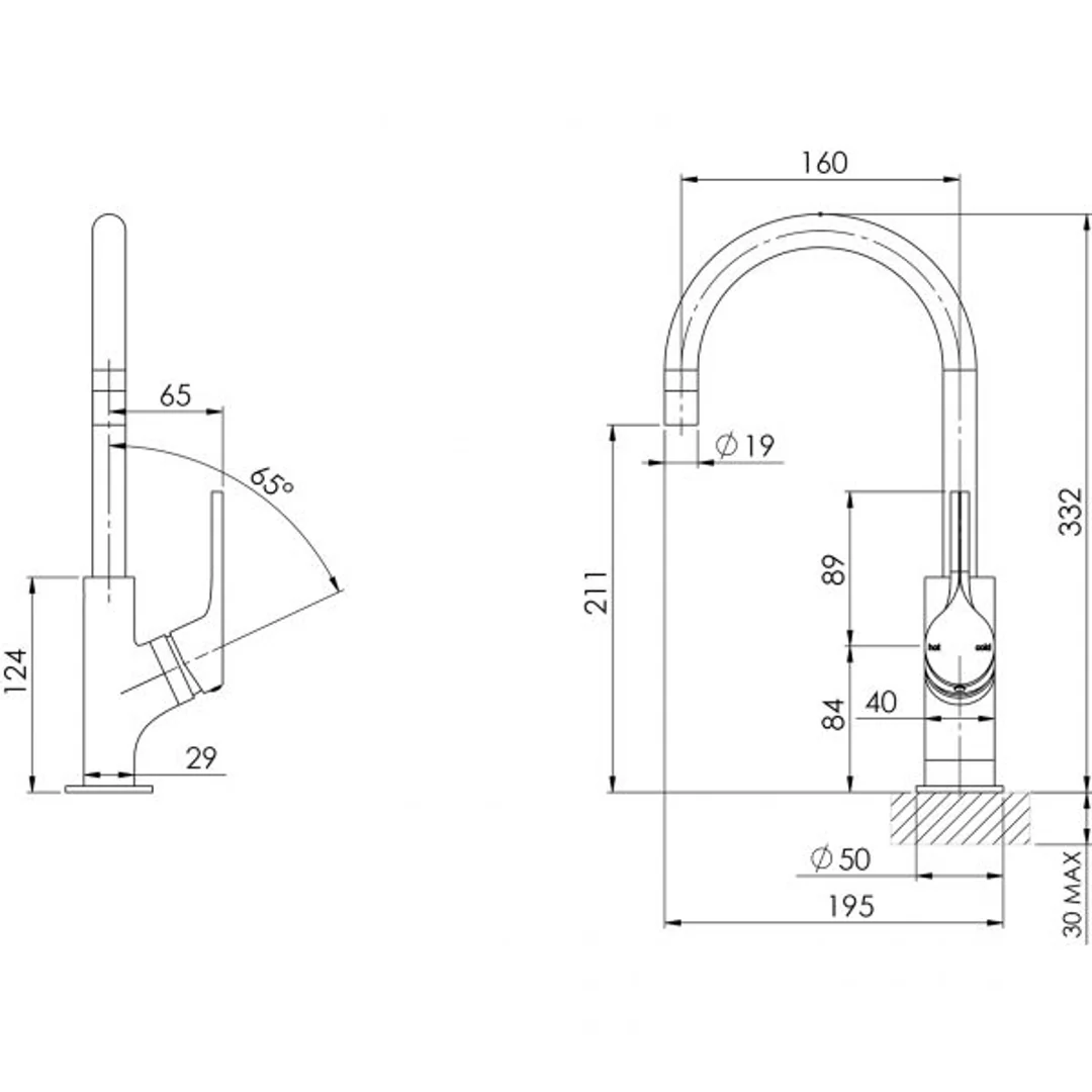 Phoenix Vivid Slimline Oval Sink Mixer 160Mm Gooseneck - Chrome - Image 3
