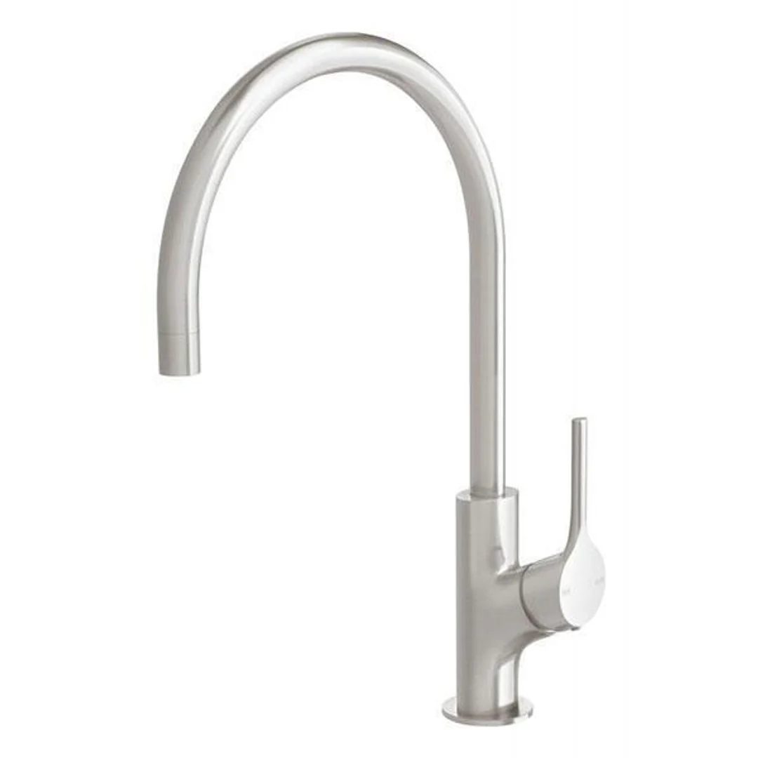 Phoenix Vivid Slimline Oval Sink Mixer 220mm Gooseneck - Brushed Nickel - Image 2