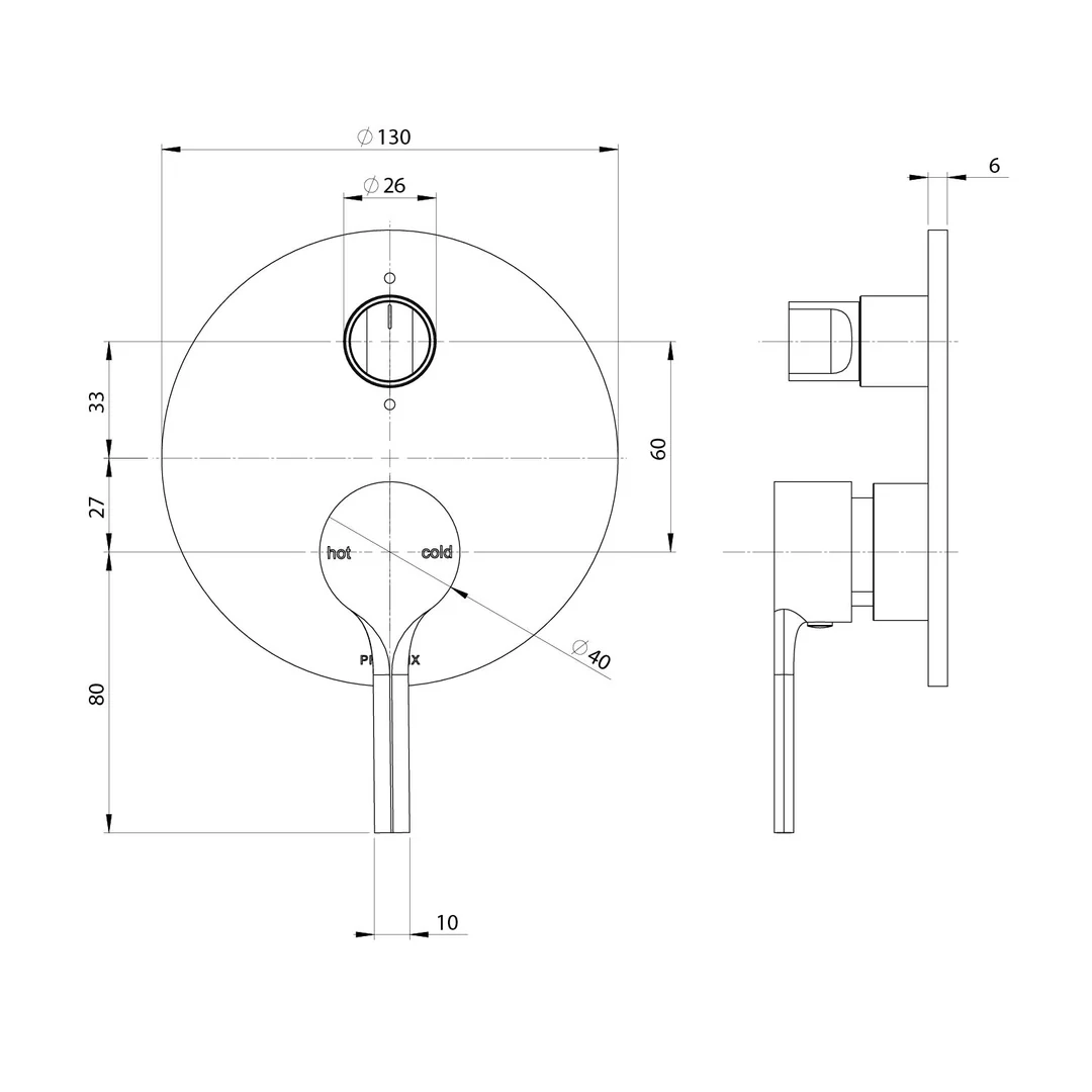 Phoenix Vivid Slimline Oval Switchmix Shower/Bath Diverter Mixer Fit-Off Kit - Chrome - Image 2