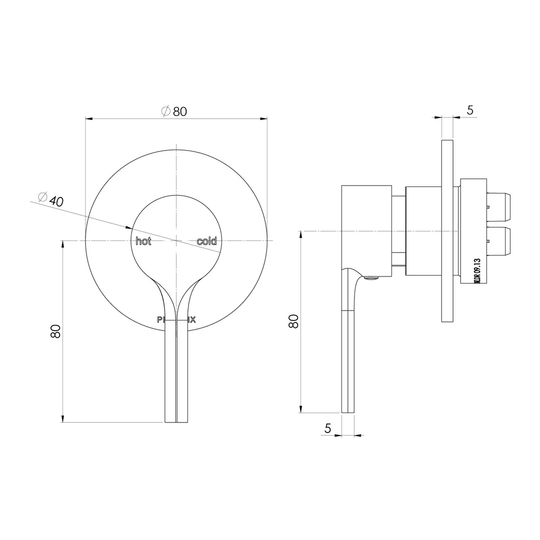 Phoenix Vivid Slimline Oval Switchmix Shower/Wall Mixer Fit-Off Kit - Brushed Gold - Image 4