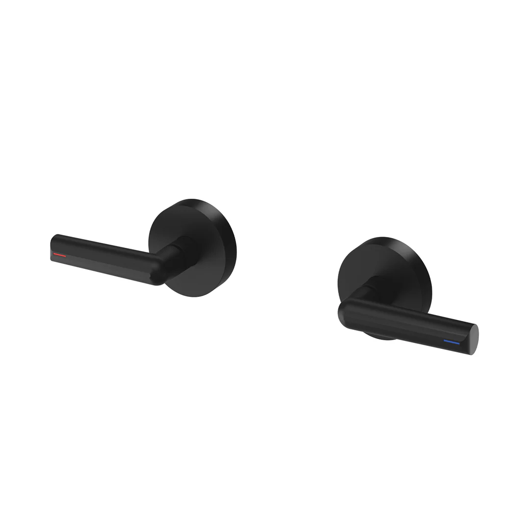 Phoenix Vivid Slimline Plus Lever Wall Top Assemblies 15Mm Ext Spindles Matte Black