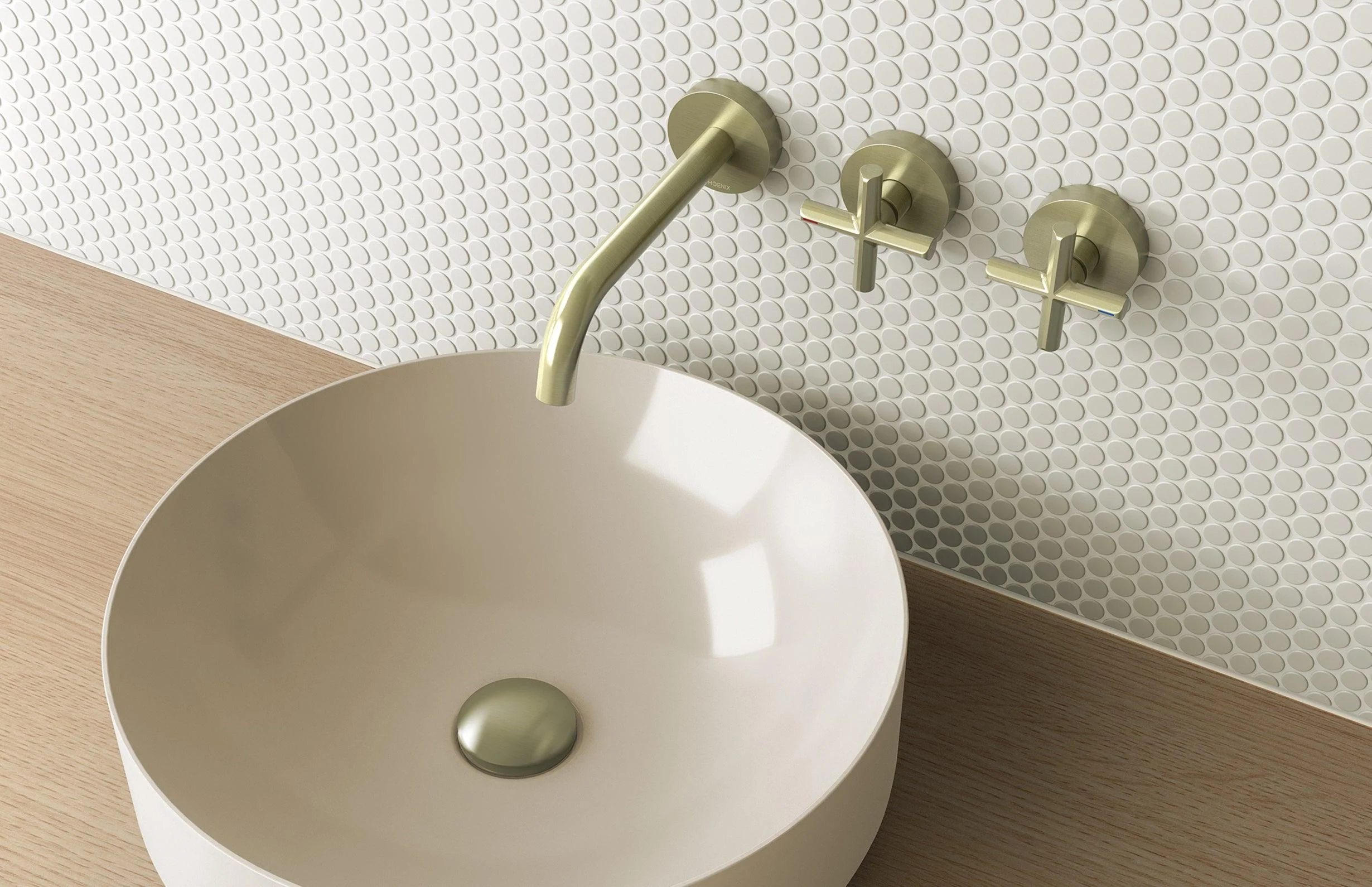 Phoenix Vivid Slimline Plus Wall Basin/Bath Hostess Set 180mm Brushed Gold - Image 5