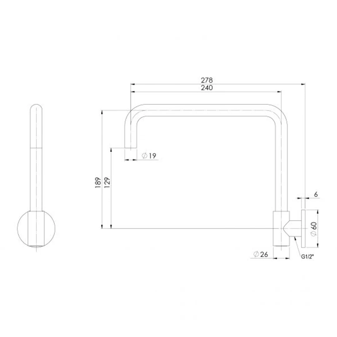 Phoenix Vivid Slimline Plus Wall Sink Outlet 240mm Squareline - Chrome - Image 4