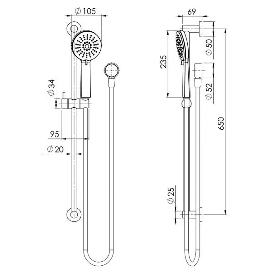 Phoenix Vivid Slimline Rail Shower - Chrome - Image 4