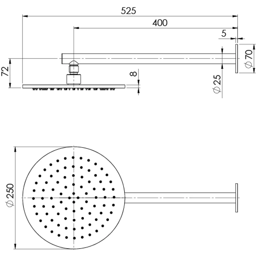 Phoenix Vivid Slimline Ss 316 Shower Arm & 250Mm Rose Stainless Steel - Image 3