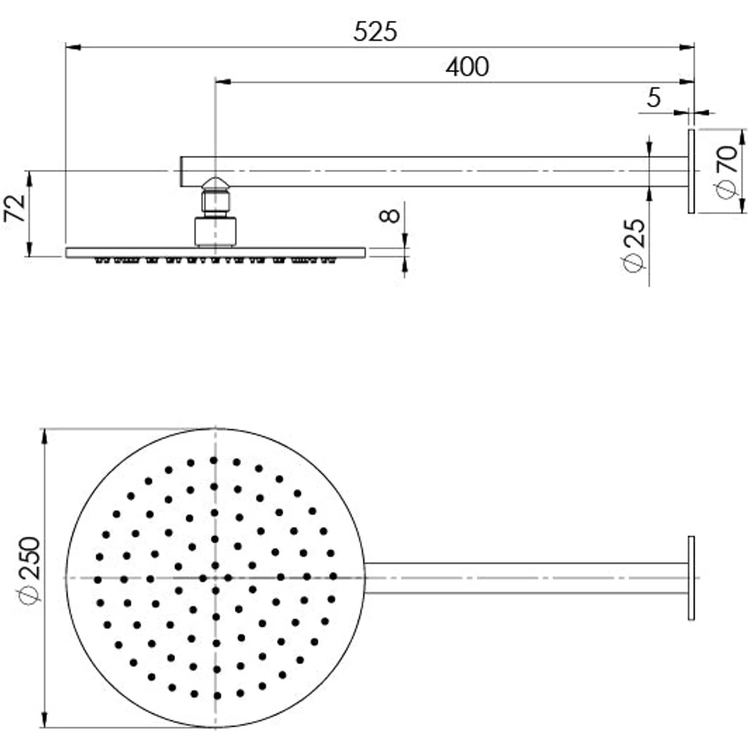 Phoenix Vivid Slimline Ss 316 Shower Arm & 250Mm Rose Stainless Steel - Image 4
