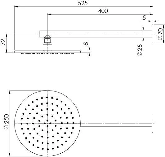 Phoenix Vivid Slimline Ss 316 Shower Arm & 250Mm Rose Stainless Steel - Image 7
