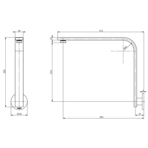 Phoenix Vivid Slimline Shower Arm 30 X 10 mm Round Plate - Image 6