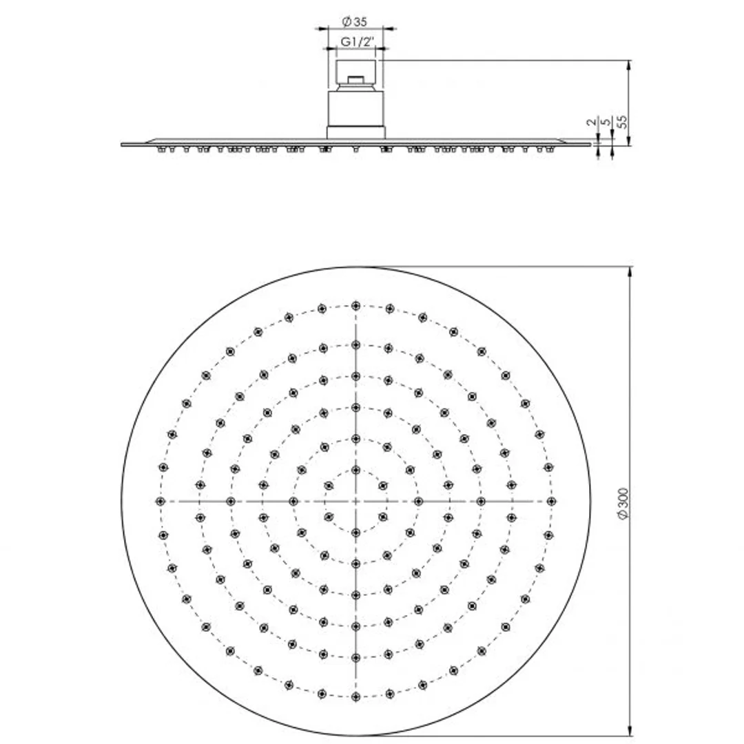 Phoenix Vivid Slimline Shower Rose 300mm Slimline Round S/S - Image 3