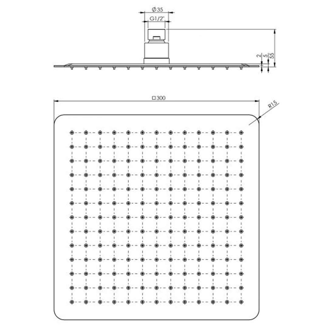Phoenix Vivid Slimline Shower Rose 300mm Slimline Square S/S - Image 3