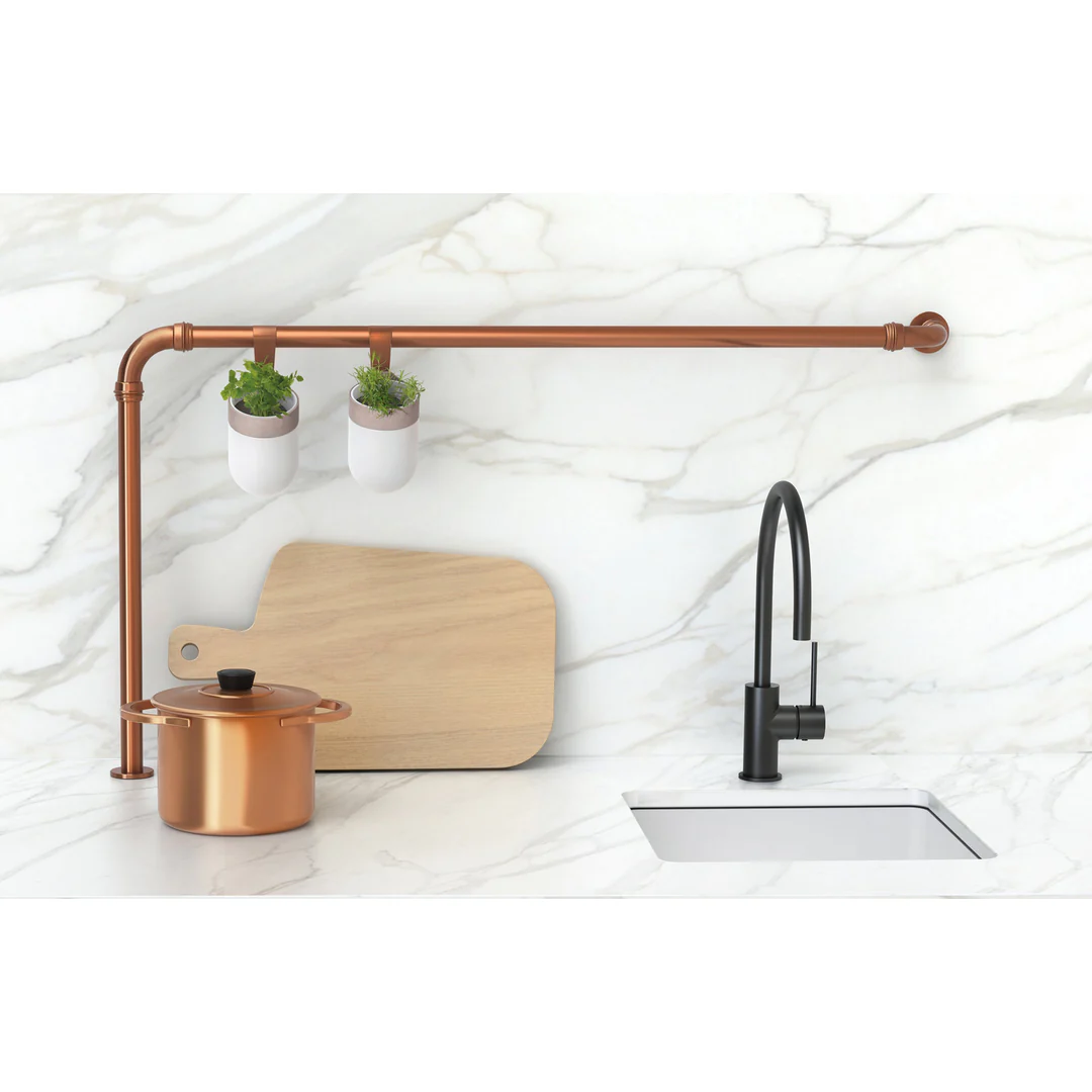 Phoenix Vivid Slimline Side Lever Sink Mixer 220mm Gooseneck-Matte Black - Image 4