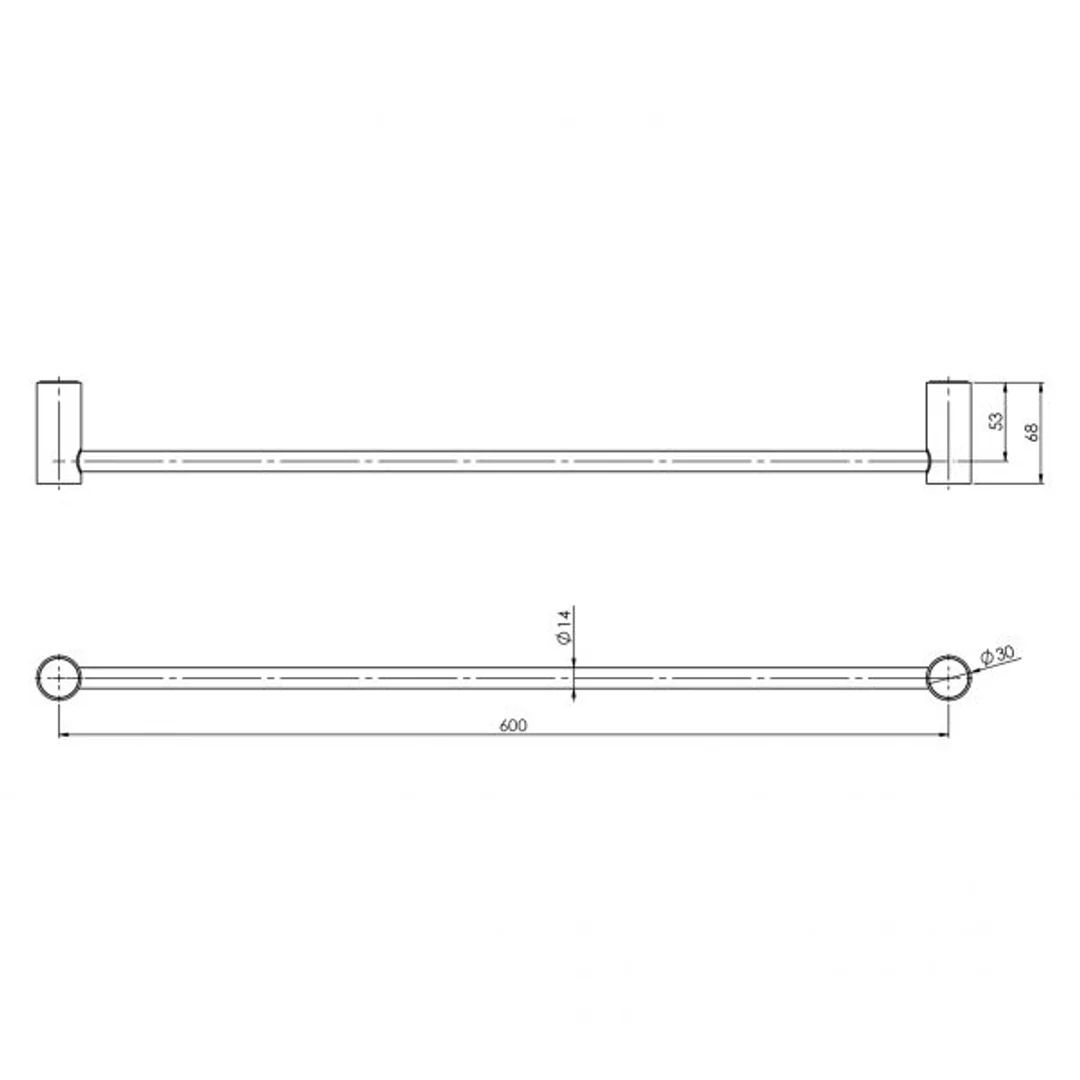Phoenix Vivid Slimline Single Towel Rail 600mm - Brushed Gold - Image 3