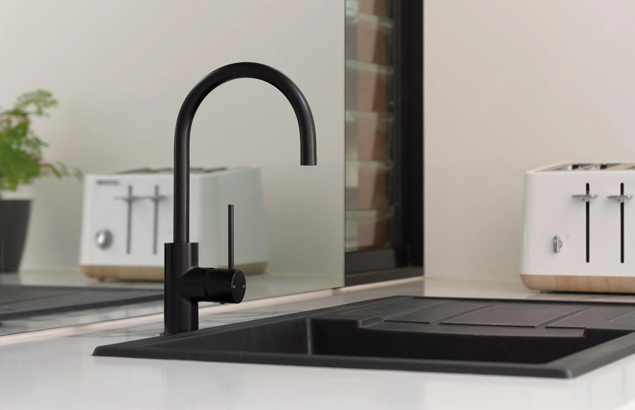 Phoenix Vivid Slimline Sink Mixer 160mm G/Neck Matt Black Vs735Mb - Image 8