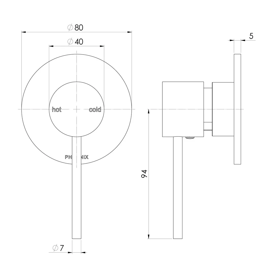 Phoenix Vivid Slimline Switchmix Shower/Wall Mixer Fit-Off Kit - Chrome - Image 3