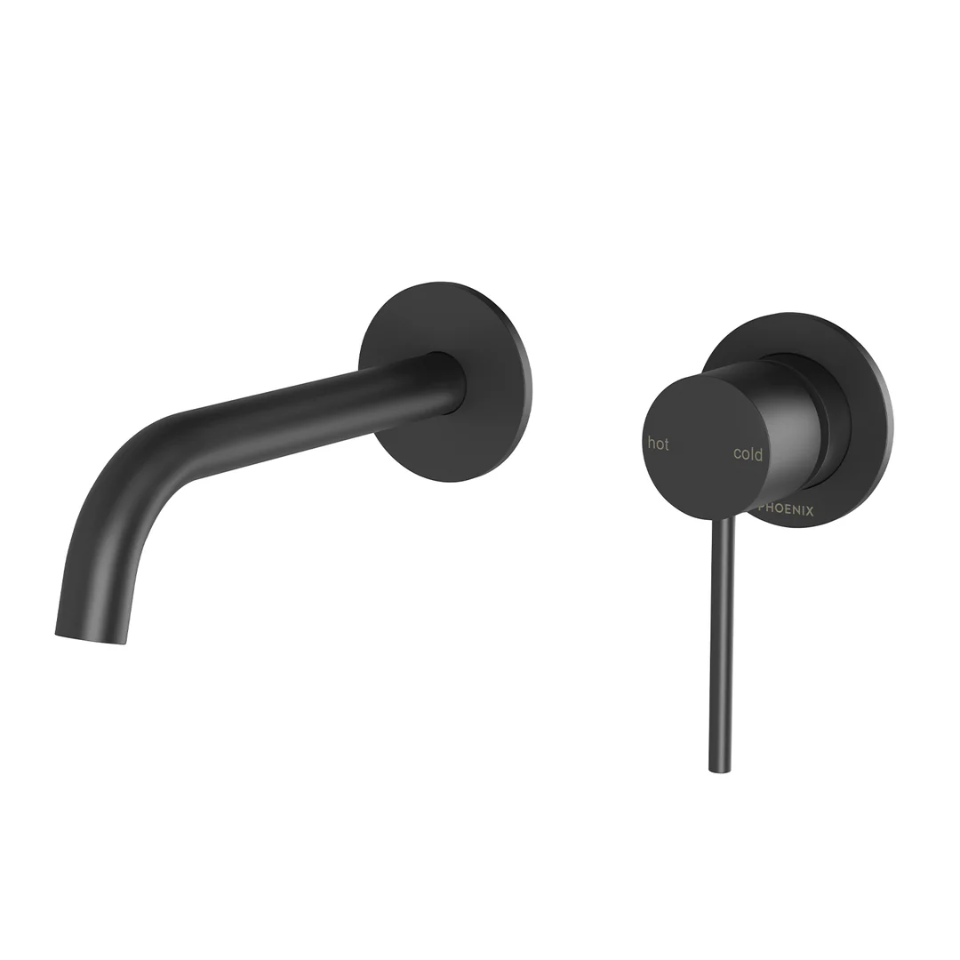Phoenix Vivid Slimline Switchmix Wall Basin/Bath Mixer Set 60Mm Backplates Matte Black