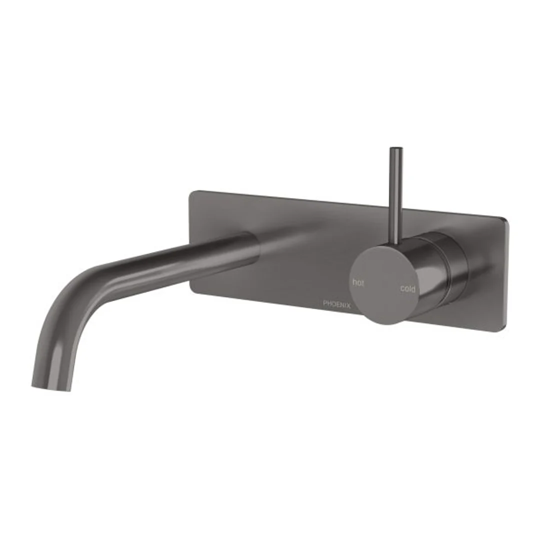 Phoenix Vivid Slimline Up Basin / Bath Wall Mixer Set Brushed Carbon