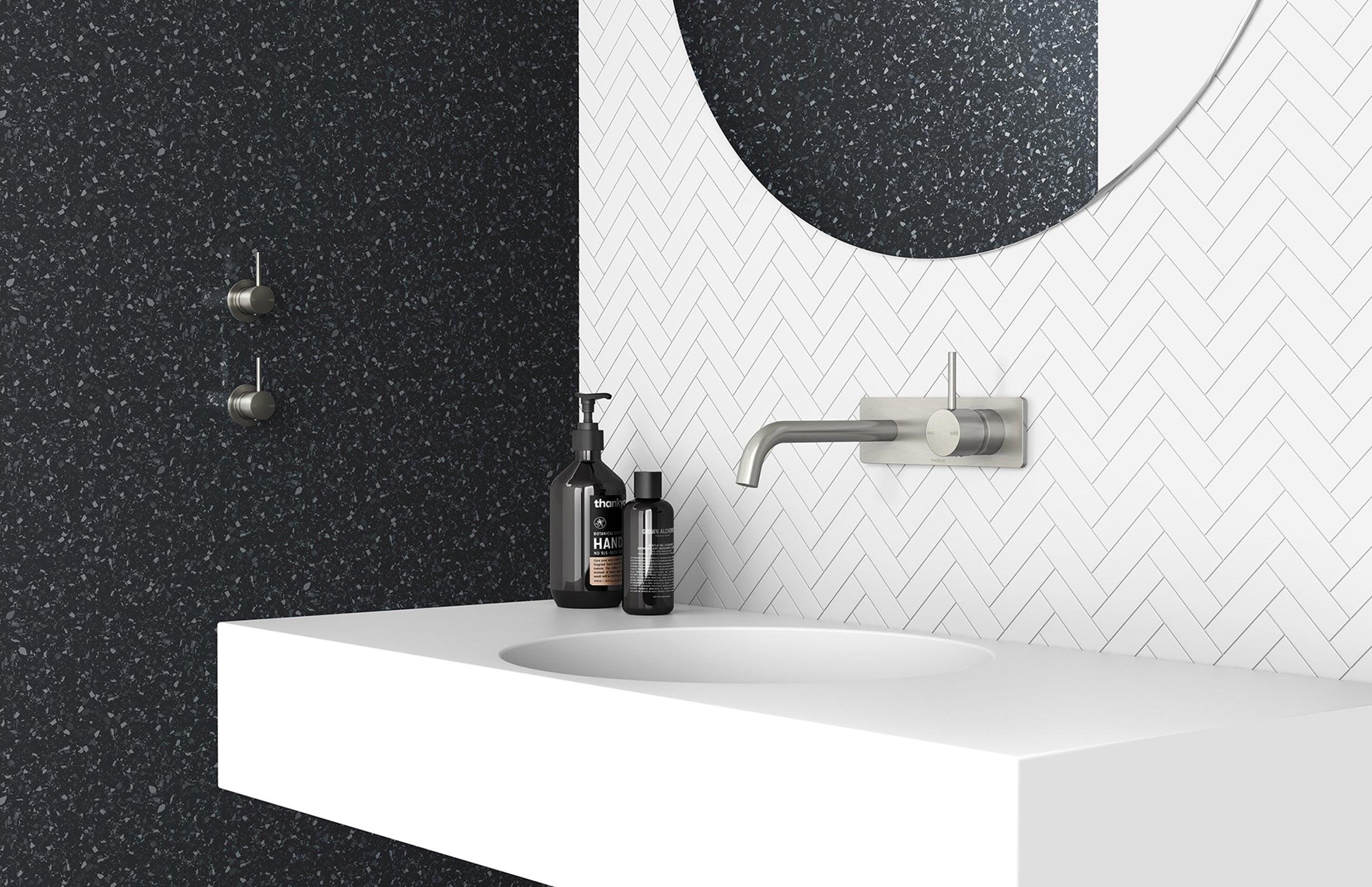 Phoenix Vivid Slimline Up Wall Basin/Bath Mixer Set-Brushed Nickel - Image 7