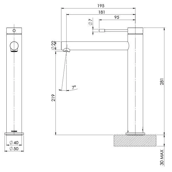 Phoenix Vivid Slimline Vessel Mixer 316 Stainless Steel - Image 6