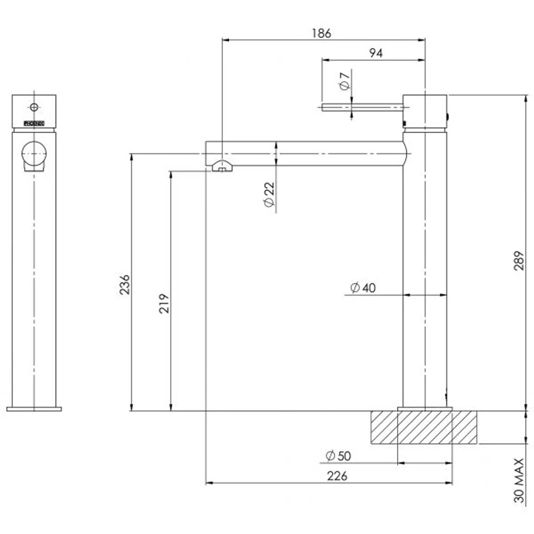 Phoenix Vivid Slimline Vessel Mixer Brushed Carbon - Image 2