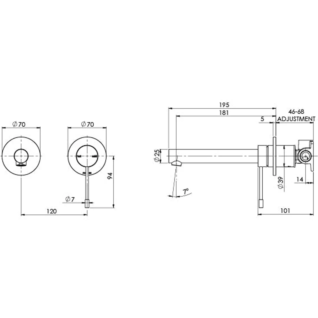 Phoenix Vivid Slimline Ss 316 Wall Basin / Bath Mixer Set 180Mm S/Steel - Image 4