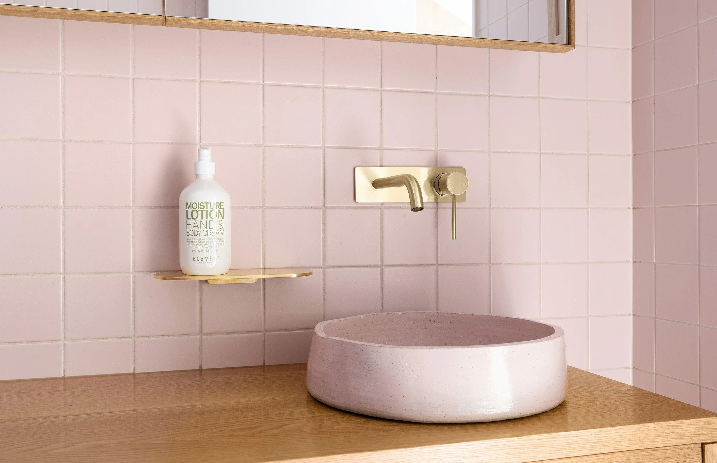 Phoenix Vivid Slimline Wall Basin Mixer Set Curved 180mm Brushed Gold - Image 10