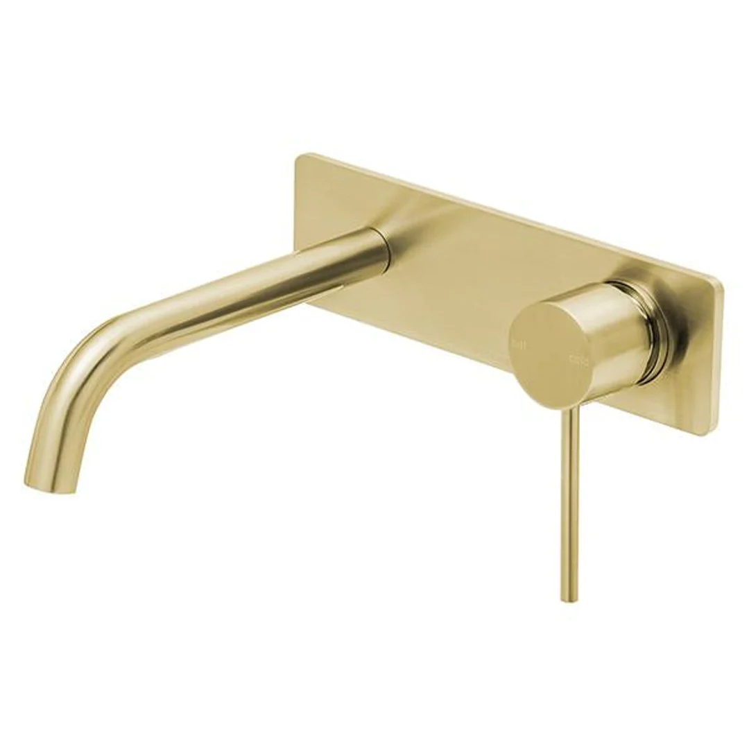 Phoenix Vivid Slimline Wall Basin Mixer Set Curved 180mm Brushed Gold - Image 2