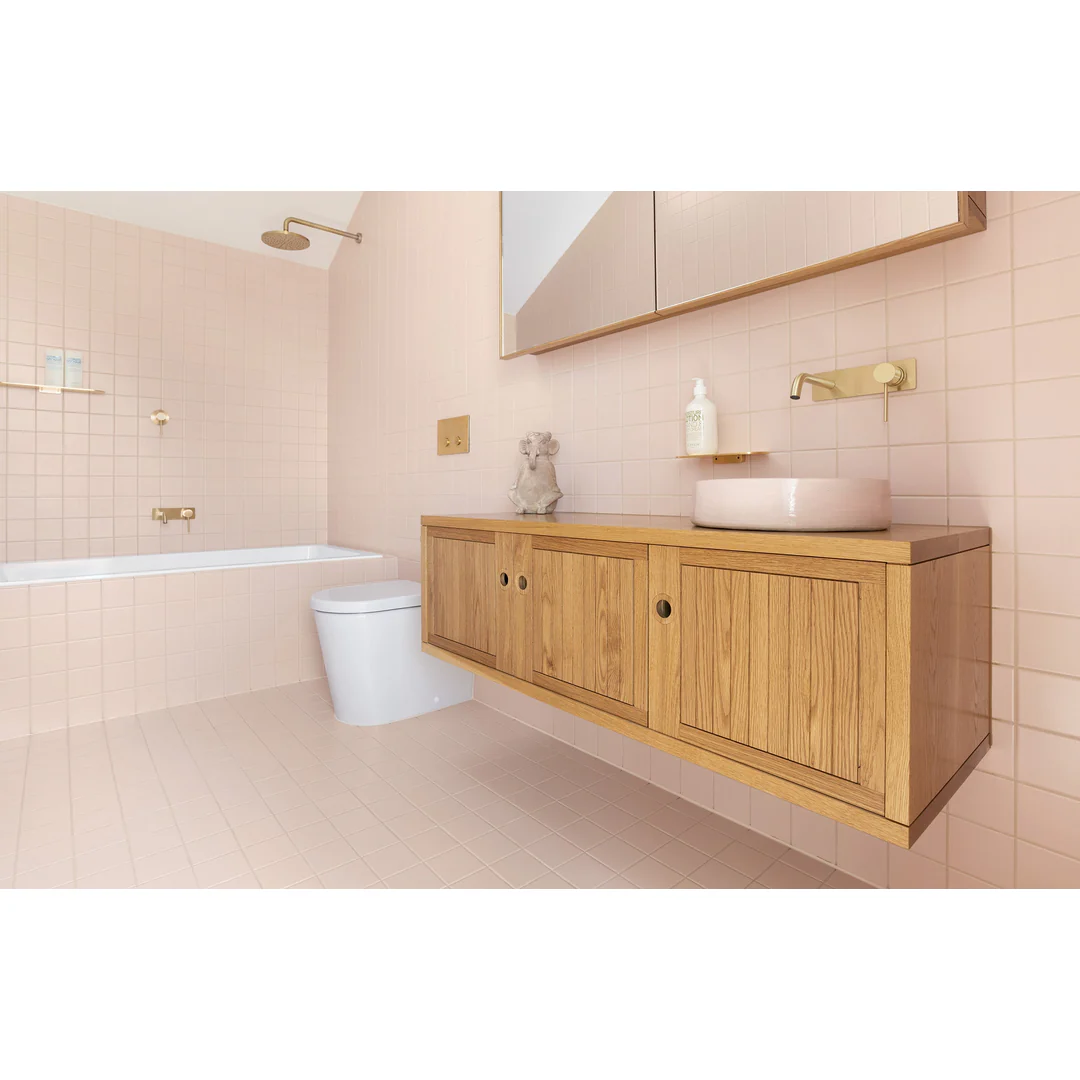 Phoenix Vivid Slimline Wall Basin Mixer Set Curved 180mm Brushed Gold - Image 4