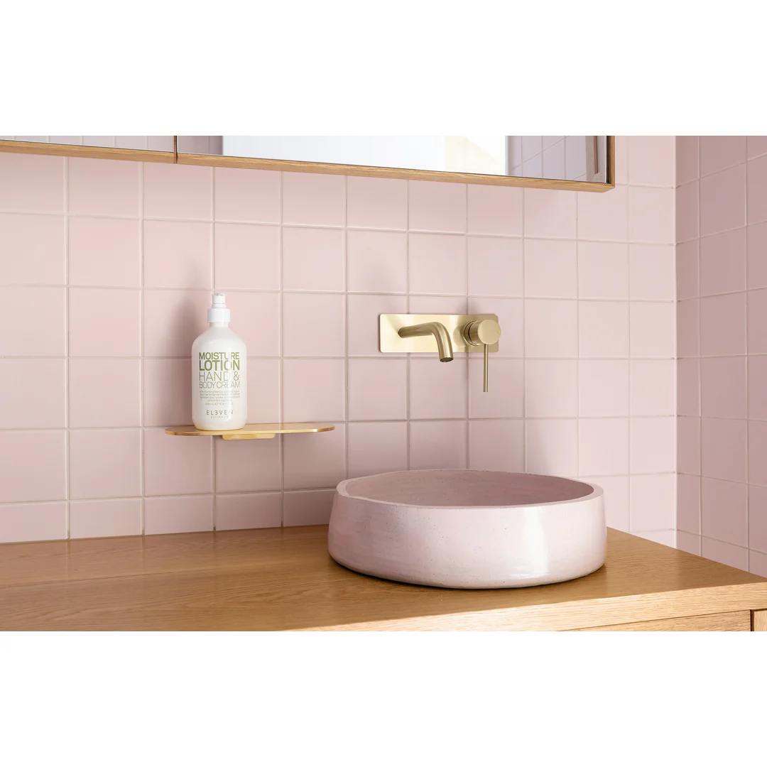 Phoenix Vivid Slimline Wall Basin Mixer Set Curved 180mm Brushed Gold - Image 5