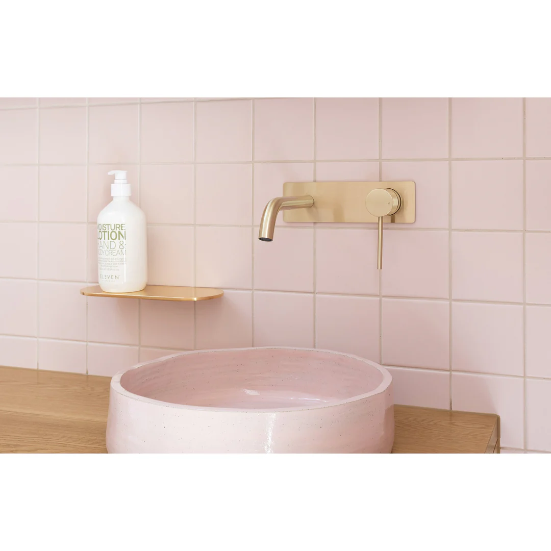 Phoenix Vivid Slimline Wall Basin Mixer Set Curved 180mm Brushed Gold - Image 6