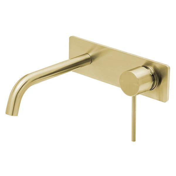 Phoenix Vivid Slimline Wall Basin Mixer Set Curved 180mm Brushed Gold - Image 7