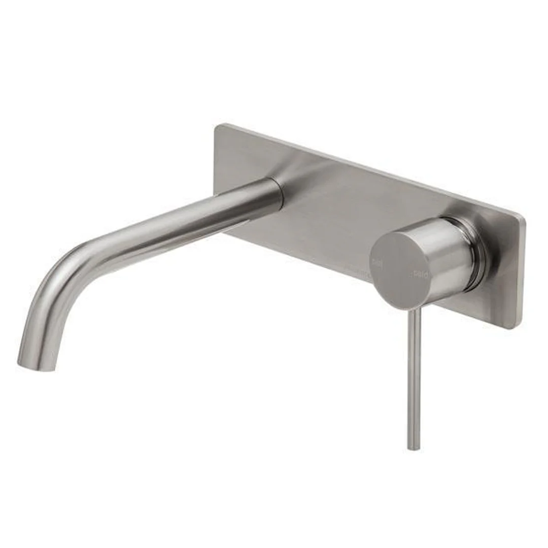 Phoenix Vivid Slimline Wall Basin Mixer Set Curved 180mm Brushed Nickel