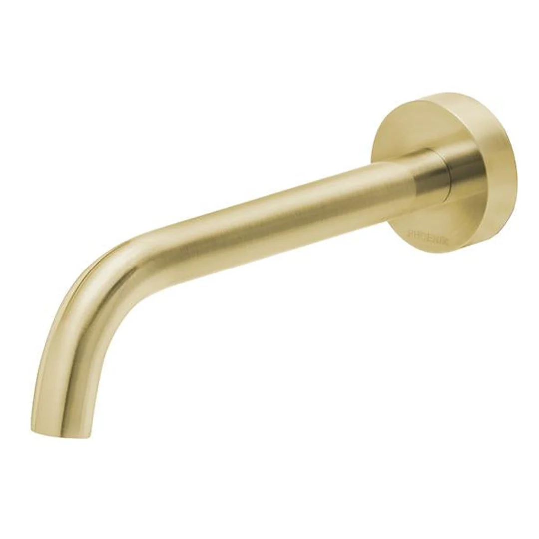 Phoenix Vivid Slimline Wall Bath Outlet 180mm Curved-Brushed Gold - Image 2