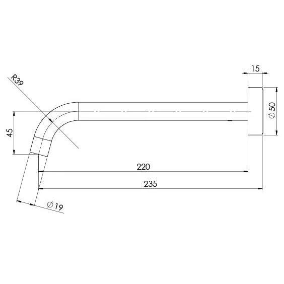 Phoenix Vivid Slimline Wall Bath Outlet 230mm Curved - Brushed Nickel - Image 5