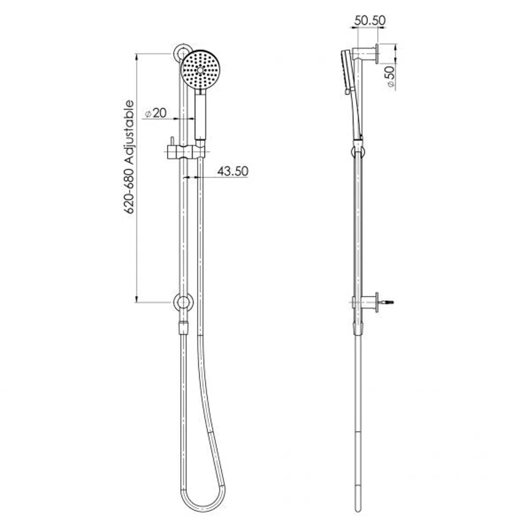 Phoenix Vivid Slimline Water Through Rail Hand Shower - Chrome - Image 4