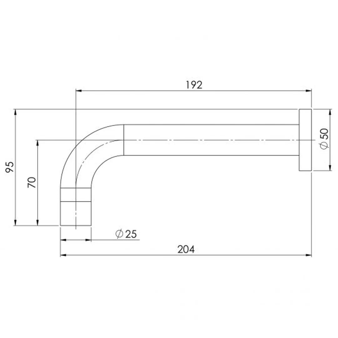 Phoenix Vivid Wall Basin Outlet 200Mm Curved - Chrome - Image 4