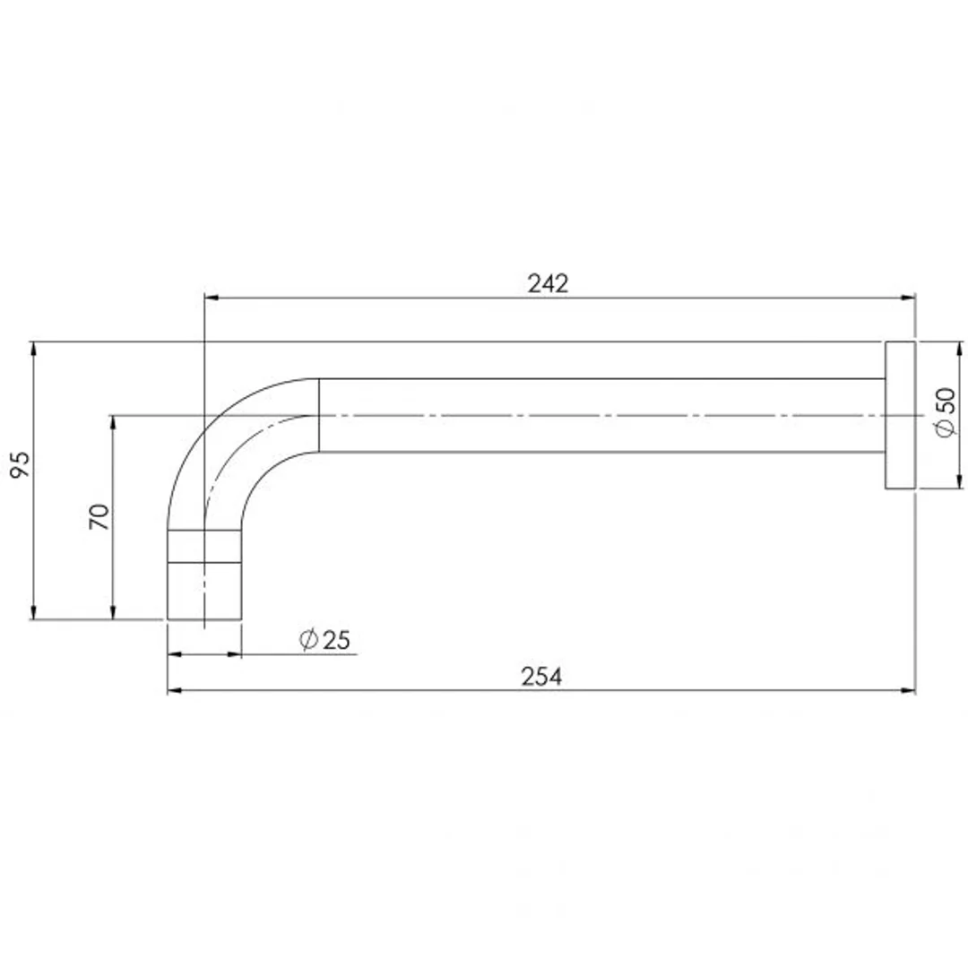 Phoenix Vivid Wall Basin Outlet 250Mm Curved - Chrome - Image 3