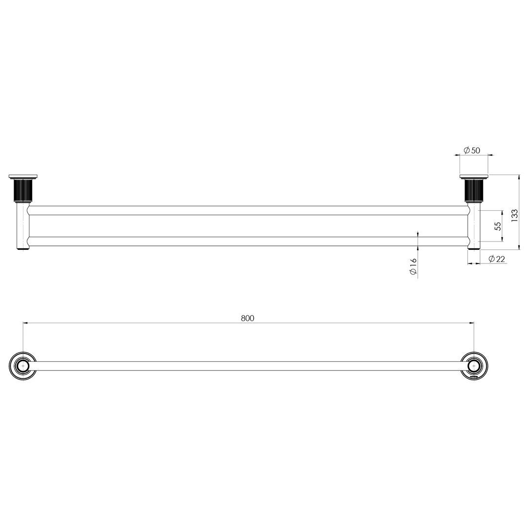 Phoenix Wiltern Double Towel Rail 800Mm Brushed Carbon - Image 2
