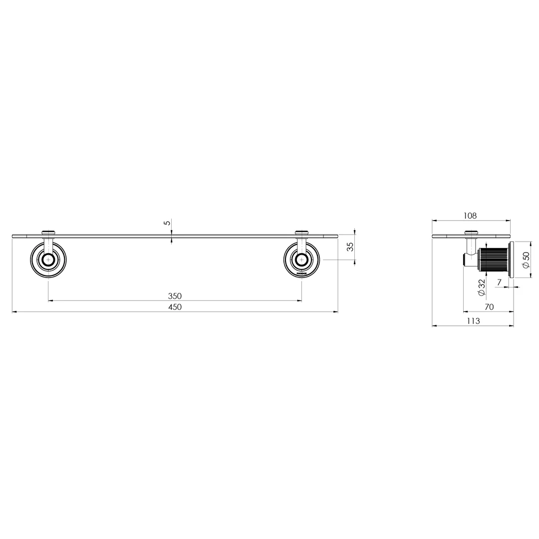 Phoenix Wiltern Glass Shelf 450Mm Brushed Carbon - Image 2