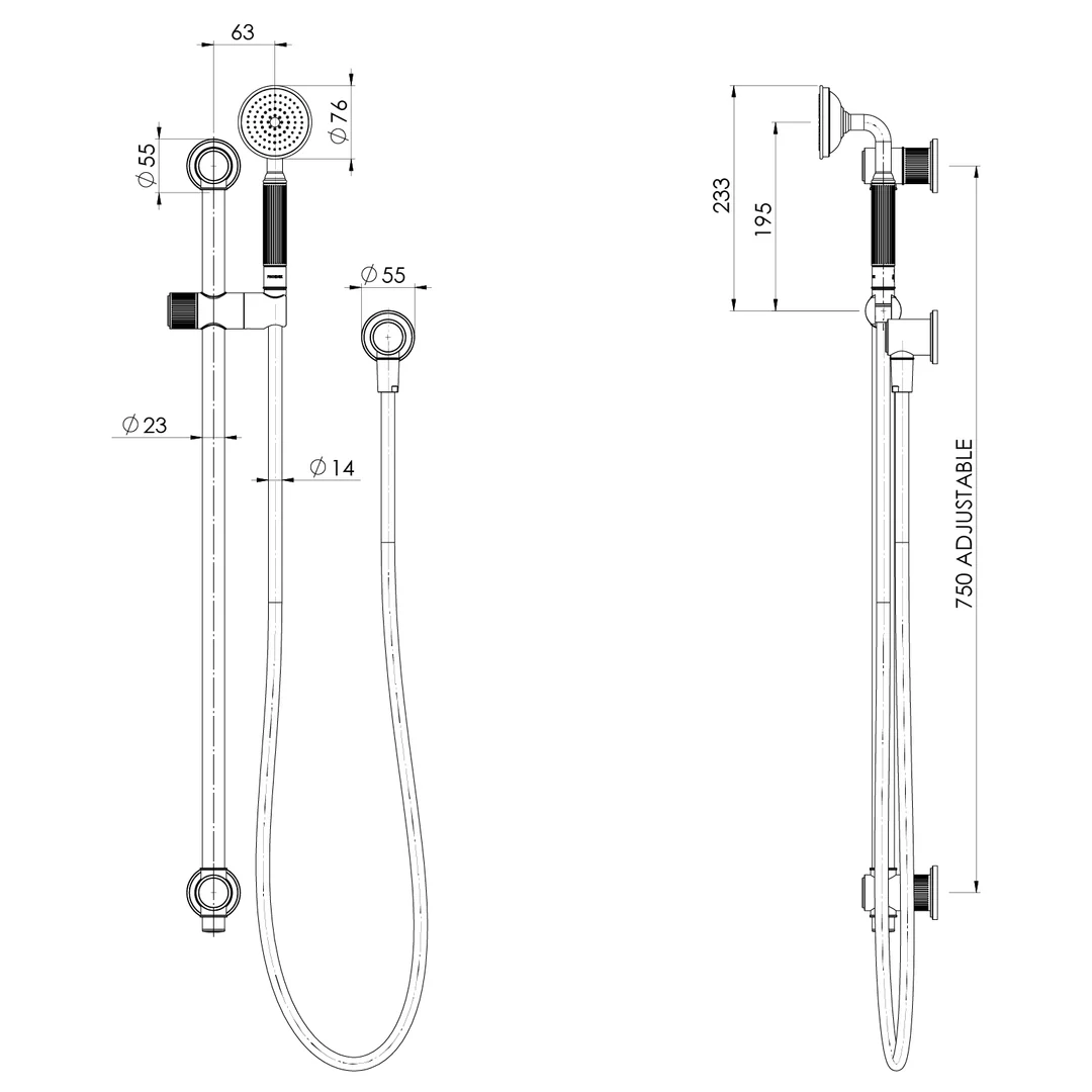 Phoenix Wiltern Rail Shower Chrome - Image 2