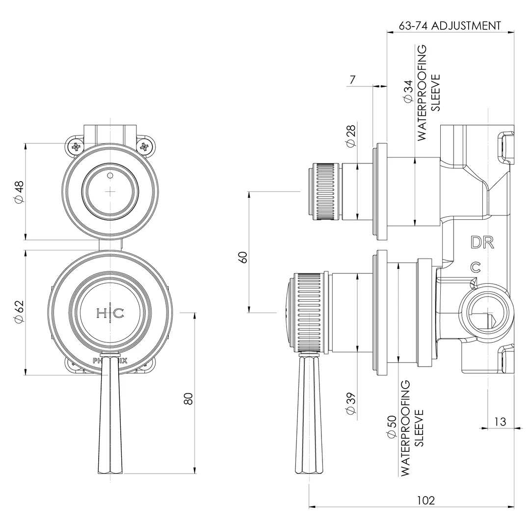 Phoenix Wiltern Switchmix Shower / Bath Diverter Mixer Fit-Off Kit Chrome - Image 2